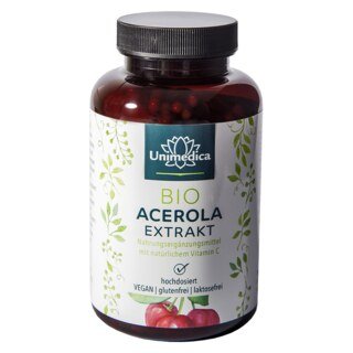 Természetes C-vitamin - Organikus acerola kivonat - 988 mg napi adagonként (2 kapszula) - 180 kapszula